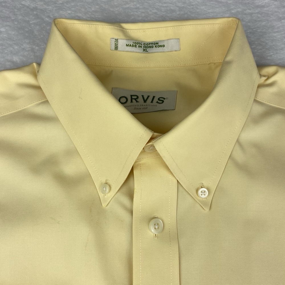 ORVIS Shirt Mens XL Sunshine Yellow Regular Fit 100% Cotton